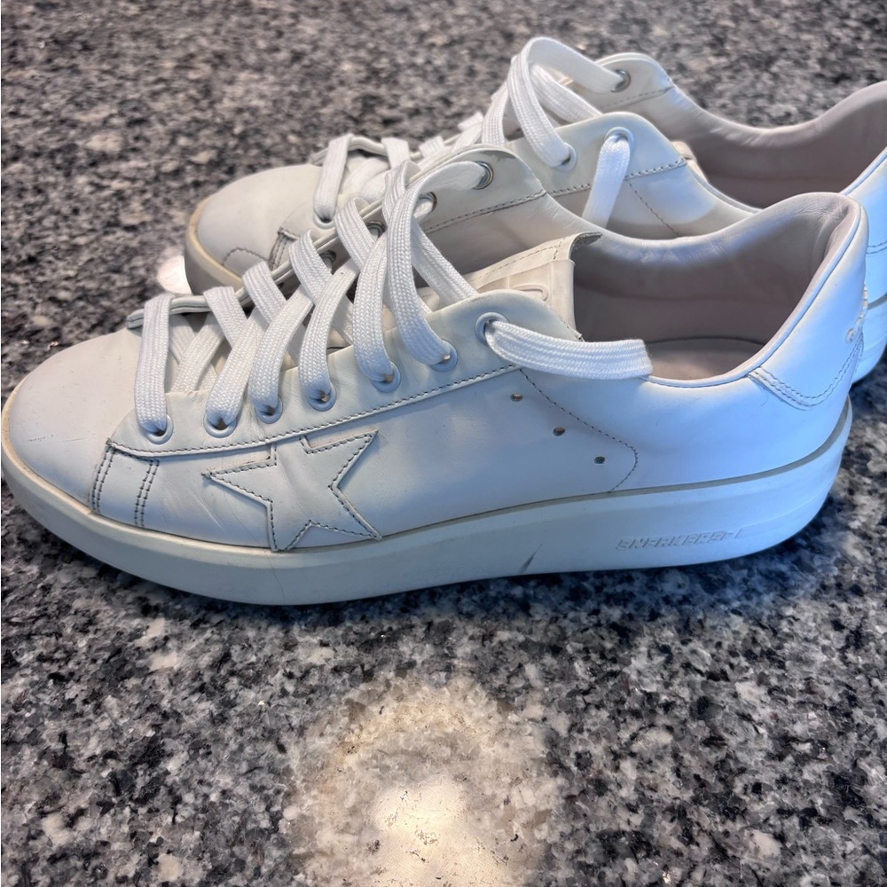 Golden Goose White Leather Star-Accent Women's Sneakers Size 10 - Picture 3 of 8